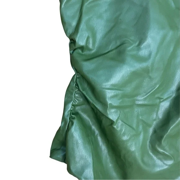 Zara Faux Leather Bustier Bodysuit Olive Green - Picture 2 of 9